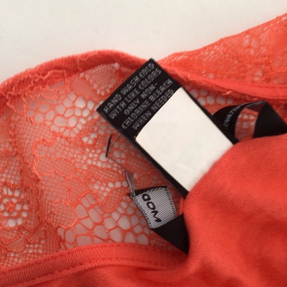 MODA INTERNATIONAL FOR VICTORIAS SECRET SHEER ORANGE LACE SLEEVELESS TOP SMALL - Picture 11 of 11